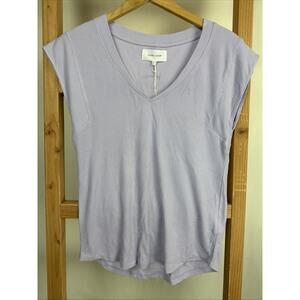 NWT Dear John URI Lavender V Neck Ribbed Capped Sleeves High Low Top #1103 SZ SM